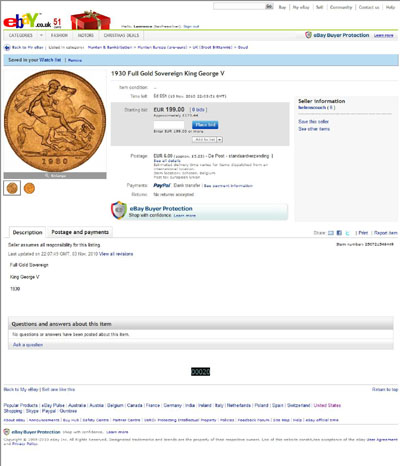 helenscouch 1930 Gold full sovereign George V eBay Auction Listing